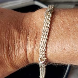 Mexican sterling rope bracelet with love knots